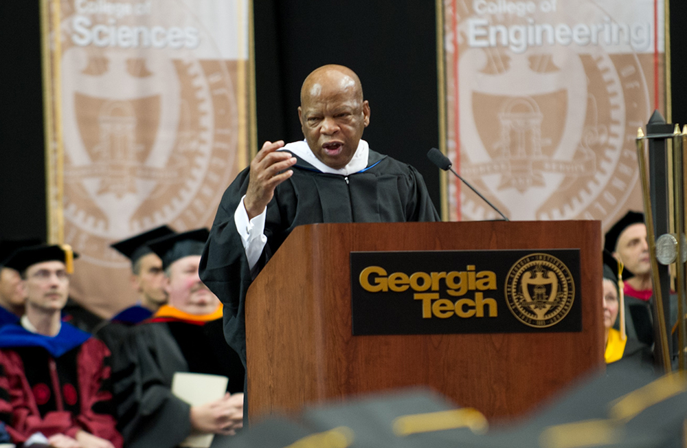 Rep. John Lewis addresses graduates as the keynote speaker during Fall 2011 Commencement exercises.